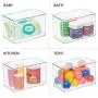 mDesign Plastic Stackable Home, Office Supplies Storage Organizer Bin Boxes with Attached Lid - Holder Container Bin for Note Pads, Gel Pens, Staples, Dry Erase Markers, Tape, 8 Pack - Clear