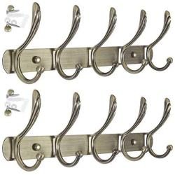 WEBI Coat Rack Wall Mounted,5 Hooks for Hanging Coats,Hook Rack,Hook Rail,Coat Hanger Wall Mount for Clothes,Towel,Jacket,Bronze,2 Packs