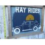 Vintage look HAY RIDES VW BUG BEETLE Fall jute hanger antique style primitive style. weathered wood sign Vintage look HAY RIDES VW BUG BEETLE Fall jute hanger antique style primitive style. weathered wood sign