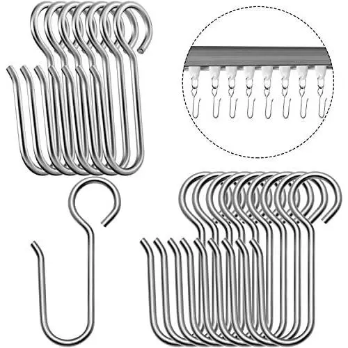 Metal Curtain Track Hooks S Shaped Small Curtain Hooks Stainless Steel Drape Wire Hooks for Ceiling Curtain Drape Track (180) Metal Curtain Track Hooks S Shaped Small Curtain Hooks Stainless Steel Drape Wire Hooks for Ceiling Curtain Drape Track (180)
