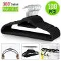 Yaheetech Premium Velvet Flocked Hangers 100 Pack Non Slip Black Clothes Suit Hangers Hook Swivel 360 Ultra Thin