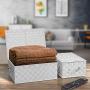 Sorbus Storage Boxes Woven Basket Bin Container Tote Cube Organizer Set Stackable Storage Basket Woven Strap Shelf Organizer Built-in Carry Handles (Woven Lid Baskets - White)