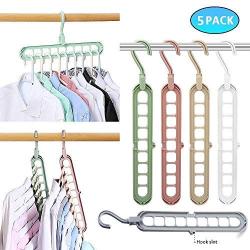 Juanssifer Space Saving Hangers 5 PCS, Rotatable Multifunctional Magic Cascading Hanger, Closet Clothes Hanger Organizer