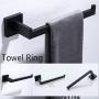 TNOMS Bathroom Hardware Set-3 Piece SUS 304 Stainless Steel Toilet Paper Holder Hand Towel Holder Robe Hook Wall Mount, Black Finish, HRQ7010BK