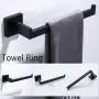 TNOMS Bathroom Hardware Set-3 Piece SUS 304 Stainless Steel Toilet Paper Holder Hand Towel Holder Robe Hook Wall Mount, Black Finish, HRQ7010BK