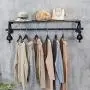 HANS CAO Retro Wall-Mounted Pipe Garment Rack, Clothes Hanger with Storage, Garment Retail Store Shelves, Shoe/Bag/Clothes Display Stand, 47.2L HANS CAO Retro Wall-Mounted Pipe Garment Rack, Clothes Hanger with Storage, Garment Retail Store Shelves, Shoe/Bag/Clothes Display Stand, 47.2L