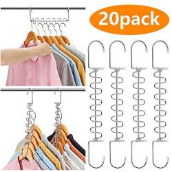 AMKUFO 20 Pack Space Saving Hangers Magic Hangers Metal Clothes Hangers Organizer Cascading Hangers Gain 80% More Space