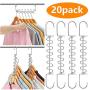 AMKUFO 20 Pack Space Saving Hangers Magic Hangers Metal Clothes Hangers Organizer Cascading Hangers Gain 80% More Space