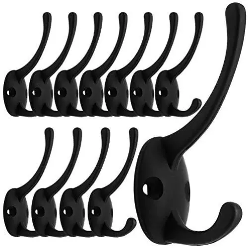 12 Pack Black Coat Hooks Wall Mounted with 24 Screws Retro Double Hooks Utility Black Hooks for Coat, Scarf, Bag, Towel, Key, Cap, Cup, Hat 12 Pack Black Coat Hooks Wall Mounted with 24 Screws Retro Double Hooks Utility Black Hooks for Coat, Scarf, Bag, Towel, Key, Cap, Cup, Hat