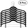 DNJKSA 8pcs Non-Slip Flocked Velvet Clothes Hangers Hooks with Clips for Coats Jackets Pants Dress Clothes (Black) DNJKSA 8pcs Non-Slip Flocked Velvet Clothes Hangers Hooks with Clips for Coats Jackets Pants Dress Clothes (Black)