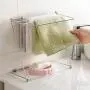 Stainless Steel Folding Towel Stand Rack Towel Hanging Holder 4 Layers Kitchen Washing Cloth Draining Rack Shelf Dishcloth Storage Hanger Shelf Bathroom Kitchen Organizer Accessories
