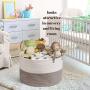 Luxury Little Nursery Storage Basket, Size XXXL :: 100% Cotton Rope Hamper with Handles :: Sturdy Baby Bin Organizer for Laundry, Toys, Blankets, Pillows & More, 22" x 22" x 14", White/Beige