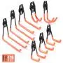 WOLFWILL 8 Pack Heavy Duty Garage Storage Utility Double Hooks - Anti-Slip Coating Wall Mount Hanger & Organizer with Screws