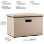 Prandom Large Foldable Storage Boxes with Lids [3-Pack] Jute Fabric Collapsible Storage Bins Organizer Containers Baskets Cube with Cover for Home Bedroom Closet Office Nursery (17.7x11.8x11.8)