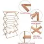 TKI-S Household Clothes Drying Rack - Bamboo Hangers - Heavy Duty Cloth Drying Rack Folding Wooden Balcony Patio Clothes Drying Rack