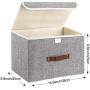 TYEERDEC Foldable Storage Bins 2 Pack Storage Boxes with Lids and Handles Storage Baskets in Cotton and Linen Storage Organizers for Toys, Shelves, Clothes, Papers and Books etc. (Gray)