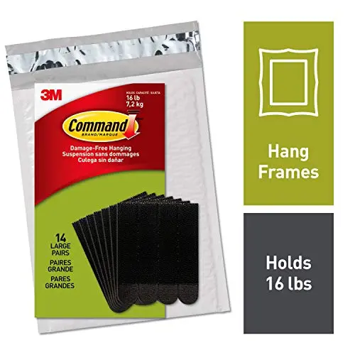 Command PH206BLK-14NA, Picture Hanging Strips, 14 Large Pairs