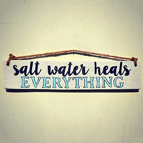 Salt Water Heals Everything Wood Sign - Rustic Wall Decor With Rope Hanger - Beach Decor for Home Salt Water Heals Everything Wood Sign - Rustic Wall Decor With Rope Hanger - Beach Decor for Home