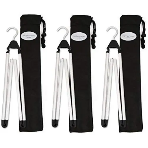 Boottique Travel Hanger, Car Hanger, Clothes Hanger- Foldable Hanger, Folding Hanger, Collapsible Hanger, Portable Hanger (Matte Silver & Black) (3)