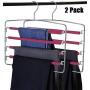 RosinKing Slack Hangers Swing Arm 2 Pack Non Slip Multi Layers Removeable Stainless Steel Jean Hangers with Foam Padded Rotatable Hook for Space Saving Clothes Trousers Closet Organizer