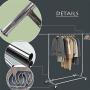 SDIiLAN Closet Organizer Garment Rack Clothes Hanger Home Shelf Portable Single-bar Steel Clothes Rack Silver