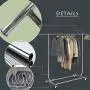 SDIiLAN Closet Organizer Garment Rack Clothes Hanger Home Shelf Portable Single-bar Steel Clothes Rack Silver