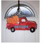 Pumpkin Red Truck Wooden Door Hanger Sign Pumpkin Red Truck Wooden Door Hanger Sign