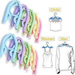 Travel Hangers for Cruise 10 PCS Foldable Hangers with 20 Clips 1 Pack Clothesline Portable Clothes Hangers Non-Slip Lightweight for Home Travelling Hiking Camping Home-use Pants Suitcase