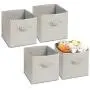 mDesign Soft Fabric Closet Storage Organizer Bin Boxes - Front Handle, for Cube Furniture Shelving Units Bedroom, Nursery, Toy Room - Chevron Zig-Zag Print - Large, 4 Pack - Taupe/Natural mDesign Soft Fabric Closet Storage Organizer Bin Boxes - Front Handle, for Cube Furniture Shelving Units Bedroom, Nursery, Toy Room - Chevron Zig-Zag Print - Large, 4 Pack - Taupe/Natural