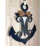 Nautical Door Hanger - Monogram Anchor Door Hanger - Anchor Initial Wreath - Boat Themed Monogram - Anchor Monogram - Ocean Door Decor