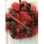 BARBED WIRE BASEBALL BAT RED AND BLACK DECO MESH WREATH -  WREATH HANGER INCLUDED