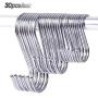 30pcs S Shaped Hooks Galvanized Stainless Steel Heavy Duty Iron Wire Clasp Over Tool Utensils Hangers Door Clothes Rack for Kitchen Home