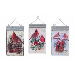 Giftcraft Welcome Noel & Joy Metal Tin Wall Hanging with Hanger Set of Three Different Wall Plaques 12" X 7"