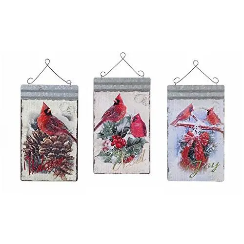 Giftcraft Welcome Noel & Joy Metal Tin Wall Hanging with Hanger Set of Three Different Wall Plaques 12" X 7" Giftcraft Welcome Noel & Joy Metal Tin Wall Hanging with Hanger Set of Three Different Wall Plaques 12" X 7"