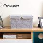 Prandom Large Foldable Storage Bins with Lids Fabric Decorative Storage Boxes Cubes Organizer Containers Baskets with Cover Handles Removable Divider for Home Bedroom Closet 17.3x11.8x9.8 Inch 3 Pack