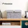 Prandom Large Foldable Storage Bins with Lids Fabric Decorative Storage Boxes Cubes Organizer Containers Baskets with Cover Handles Removable Divider for Home Bedroom Closet 17.3x11.8x9.8 Inch 3 Pack