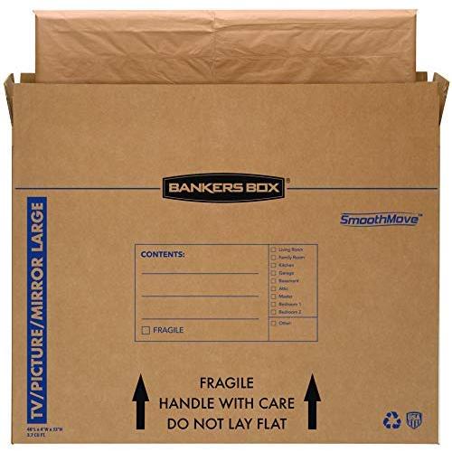 Bankers Boxes SmoothMove TV/Picture/Mirror Moving Box, Large, 48 x 4 x 33 Inches, 4 Pack (7711301)