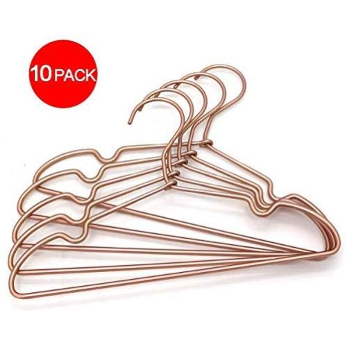 Koobay 10ps/lot 12" Matt non-slip Copper Gold Aluminium Children Top Clothes Hangers for Closet Organization W Notches Satin Matt (Kid)