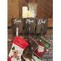 Personalized wooden stocking hanger customize colors, rustic stocking holder for wall, stocking hanger with hooks, custom stocking hooks
