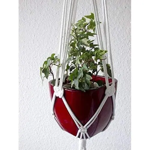 Cotton Modern Macrame plant hanger- Natural white cord Cotton Modern Macrame plant hanger- Natural white cord