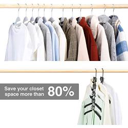 Hangers Space Saver, 5 in 1 Anti-Slip Clothes Rack, Multilayer Metal Magic Clothes Hanger with EVA Sponge Hangers for Closet Space Saving Detachable Hanger for Suit Coat Jacket Sweater Skirt Shirt Pan