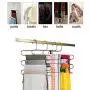 Eityilla S Type Clothes Pants Hangers Stainless Steel Space Saving Hangers 5 Layers Closet Storage Organizer for Jeans Trousers Tie Belt Scarf (4-Pieces)
