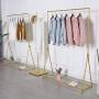 Modern Gold Garment Clothes Display Racks Retail Display Clothing Rack Wrought Iron Single Rod Floor-Standing Hangers Clothes Shelves Made of Sturdy Iron with Spacious Storage Space