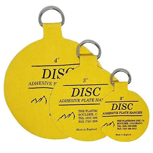 Flatirons Disc - Invisible English Disc - Adhesive Plate Hanger Set-｜2"｜ 3"｜4"｜- Variety Pack- 2 of Each Size- (6 Pack)