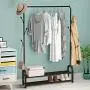 BAIYEA Durable Coat Rack Shoe Storage Bench, Bedroom Hall Tree Entryway Storage Shelf, Clothes Garment Rack on Wheels with 2 Metal Frame, Jacket Rack Hanger Stand 3 in 1 Design, Easy Assembly (Black) BAIYEA Durable Coat Rack Shoe Storage Bench, Bedroom Hall Tree Entryway Storage Shelf, Clothes Garment Rack on Wheels with 2 Metal Frame, Jacket Rack Hanger Stand 3 in 1 Design, Easy Assembly (Black)