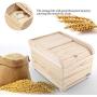 Rice Storage Bin, Paulownia Wood Shuttered Cereals Storage Container Great for Cereals Rice Kitchen Storage Boxes with Cover 10Kg(#01)