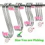 S Hooks for Hanging, Stainless Steel S Hooks, S Shaped Heavy Duty Hanging Hanger Closet Hooks for Jeans, Kitchen, Bathroom, Plants, 10 Pack, 4.3''