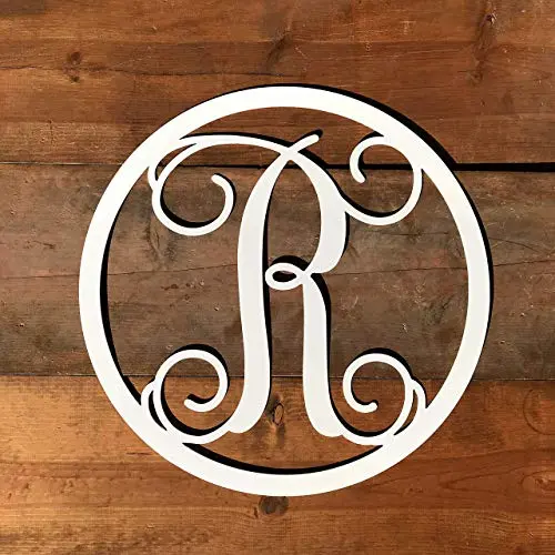 Round Metal Monogram Letter Door Hanger