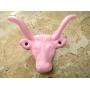 Cast Iron Pink Wall Hook, Farmhouse Rustic Décor, Cow Animal Knobs, Cabinet Hanger