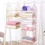 Clothes Hanger Organizer Organizador Ropa Interior Closet Hanger Basket Bag Storage Pants Tie Rack Hooks Shelf,Pink-4